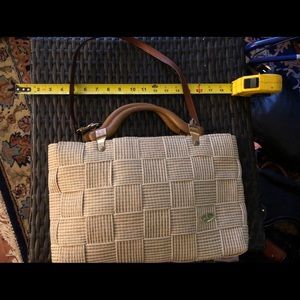 Gabriella Italy Taupe White Woven Handbag Purse